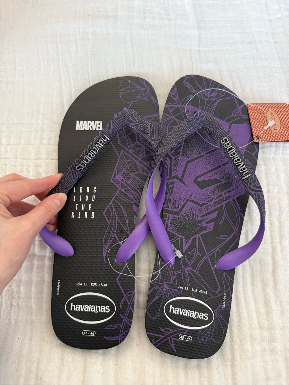 NWT Havaianas Men's Top Marvel Black Panther Flip Flops Men’s Size 13 EU 47/48